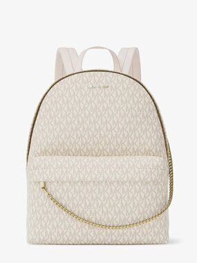NWT Michael Kors Slater Medium Backpack Light Cream Gold Hardware MK Logo